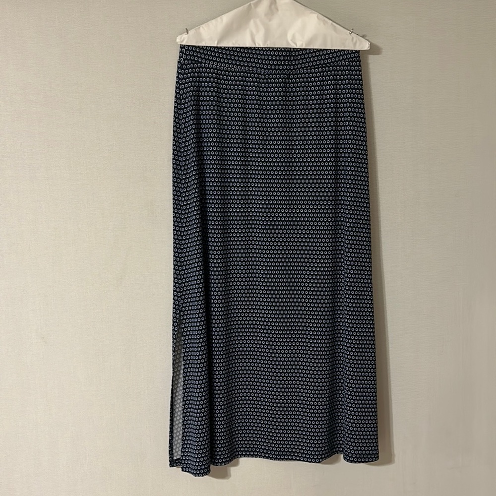 89th & Madison Navy Midi Side Slit Skirt